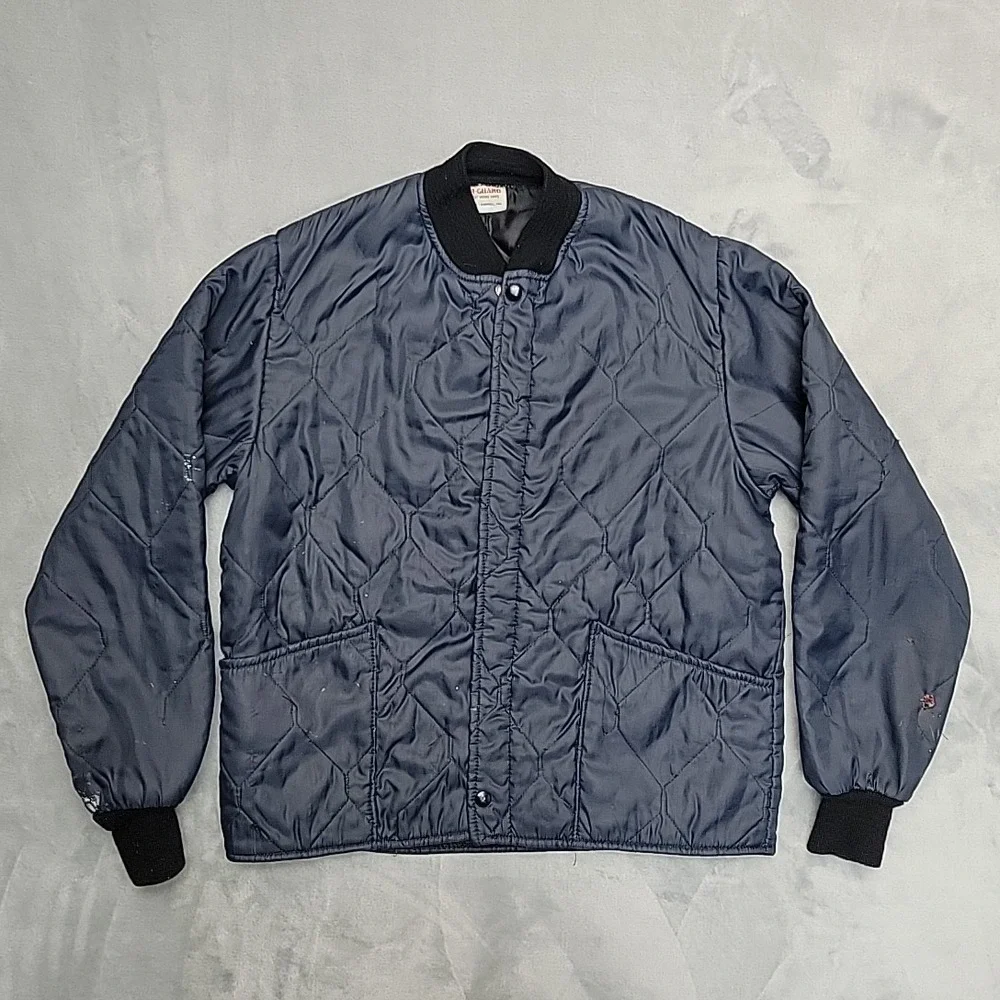 Vintage Wear-Guard  Jacket Mens Medium Navy Blue Quilted Bomber Work Made In USA